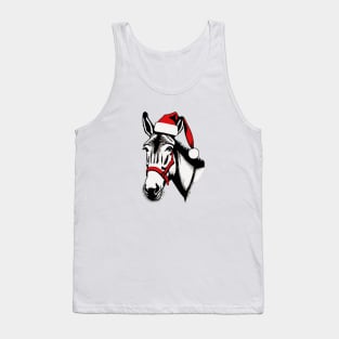 Christmas Donkey with Santa Hat Tank Top